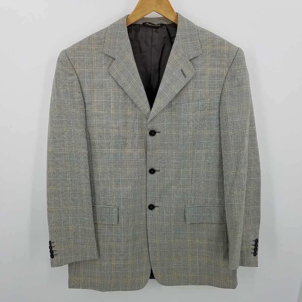 𝅺LOUIS Dell Olio Italy Wool Glen Plaid Blazer 38